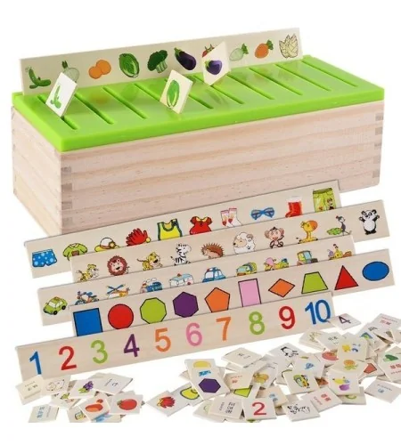 Boîte Montessori Tri Formes & Objets en Bois : Éveil et Concentration