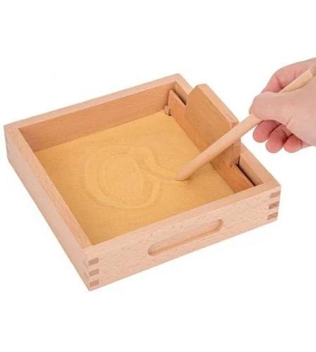 Plateau Montessori à sable pour apprentissage lettres et chiffres