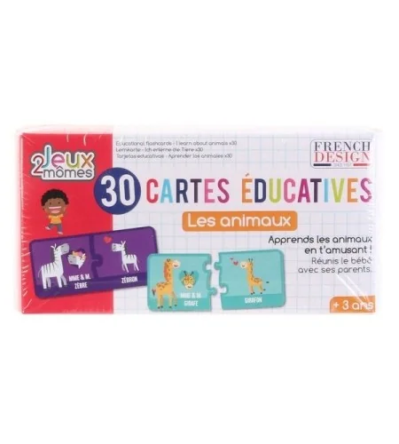 Ensemble Cartes Puzzles Éducatives J'apprends les Animaux Bébés et Parents