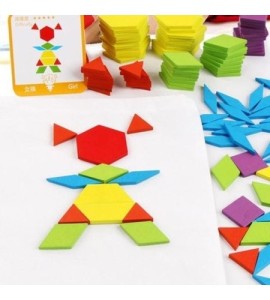 Ensemble Puzzle Montessori 155 pièces Géométriques en Bois
