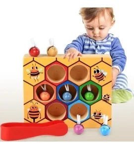 Jeu Montessori Ruche d'Abeilles Colorées: Éveil et Apprentissage des Couleurs